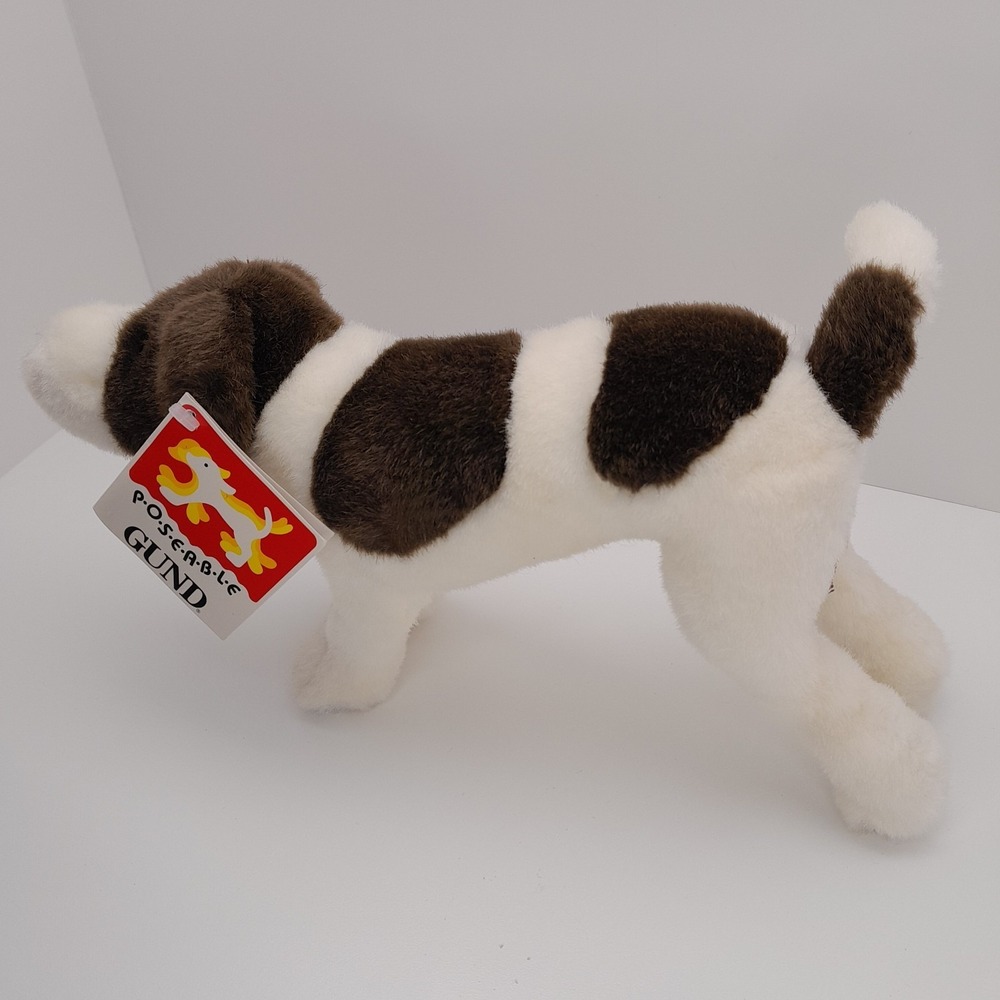 Vintage GUND Poseable Dog Plush 10" White Brown Style 9021 - 1991 NWT - Picture 7 of 15